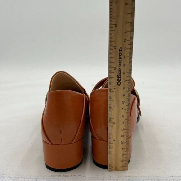 YDN Brown Square Toe Loafers Slip on Block Low Heel Pump Buckle Formal Wear Shoe - Picture 5 of 8